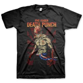 Five Finger Death Punch Heren Patriottisch Logo T-Shirt Zwart | Officieel gelicentieerd