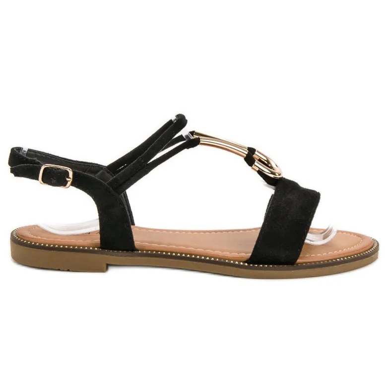 Laura Mode Suède sandalen zwart