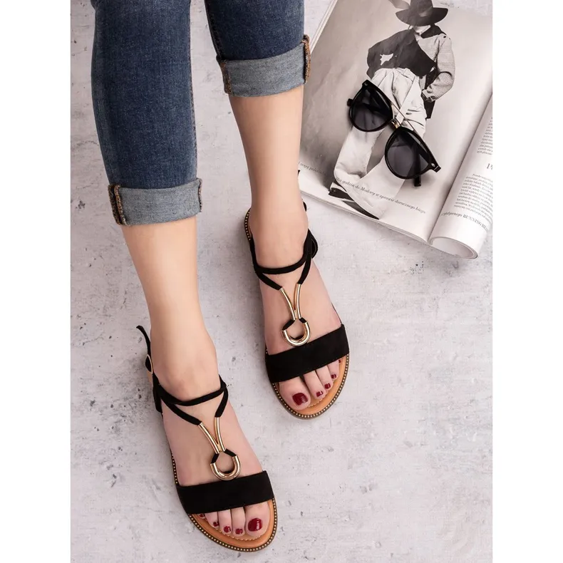 Laura Mode Suède sandalen zwart