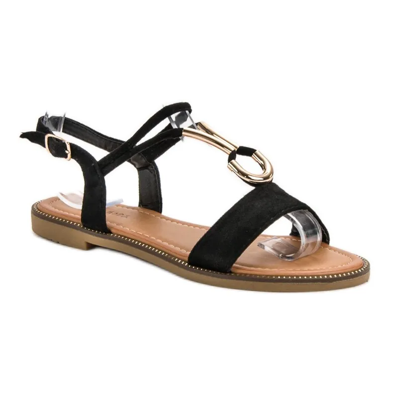Laura Mode Suède sandalen zwart