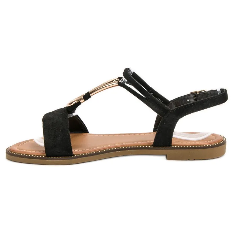 Laura Mode Suède sandalen zwart