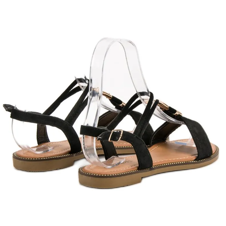 Laura Mode Suède sandalen zwart