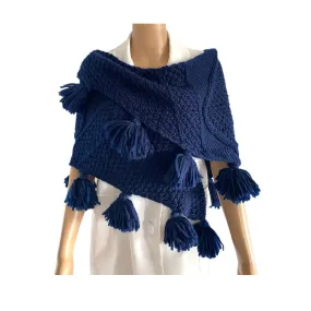 Omslagdoek Kwastjes | Blauw & Groen